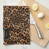 Safari Brown Leopard - Monogram Kittuch Geschirrtuch (Viertel Falte)