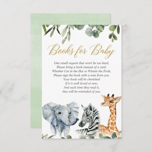 Safari Buchanfrage, Dschungelzoo Tiere Aquarell Begleitkarte (Vorne/Hinten)