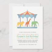 Safari Carousel Geburtstag Einladung (Vorderseite)