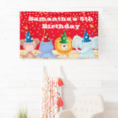 Safari Cartoon Tiere Party Hass Rot Geburtstag Banner (Insitu)