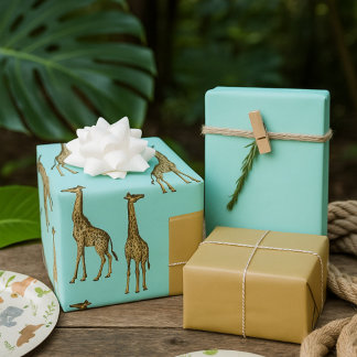 Safari Chic Giraffe Blue Jungle Geschenkpapier Set