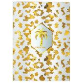 Safari Chic Luxe Gold & White Animal Print Klemmbrett (Rückseite)