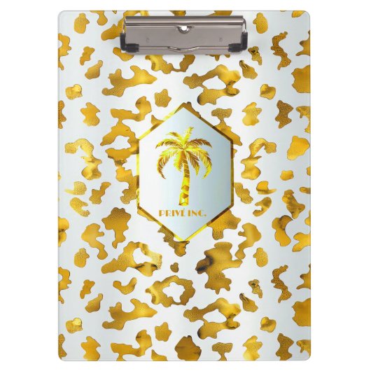 Safari Chic Luxe Gold & White Animal Print Klemmbrett (Vorderseite)
