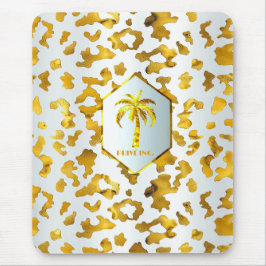 Safari Chic Luxe Gold & White Animal Print Mousepad