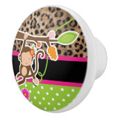 Safari Chic Monkey Leopard Cheetah Pink & Green Keramikknauf (Rechts)