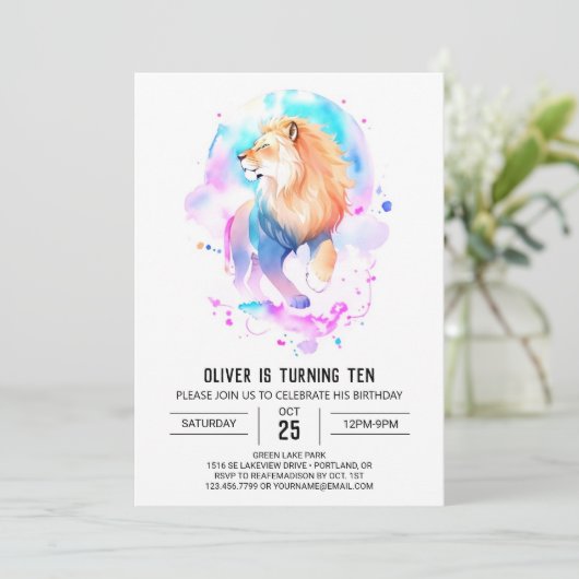 Safari Custom Lion Birthday Einladung (Stehend Vorderseite)