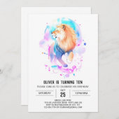 Safari Custom Lion Birthday Einladung (Vorne/Hinten)