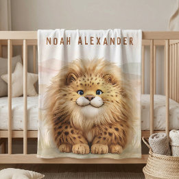 Safari Cute Zuberi The Fluffy Leopard Name Kids Fleecedecke