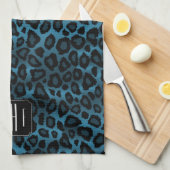 Safari Deep Blue Leopard - Monogram Küchentuch (Viertel Falte)