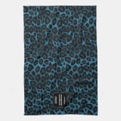 Safari Deep Blue Leopard - Monogram Küchentuch (Vertikal)