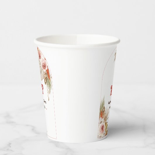 Safari Desert Boho Blume Hochzeit Einladung Pappbecher (Links)