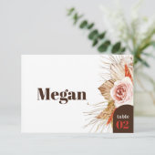 Safari Desert Boho Blume Hochzeit-Escortkarte Dankeskarte (Stehend Vorderseite)