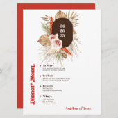 Safari Desert Boho Flowers Wedding Menü Einladung (Vorne/Hinten)