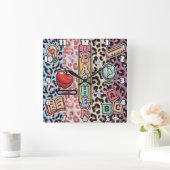 Safari-Design für Lehrer und Wild Learning Quadratische Wanduhr (Zuhause)