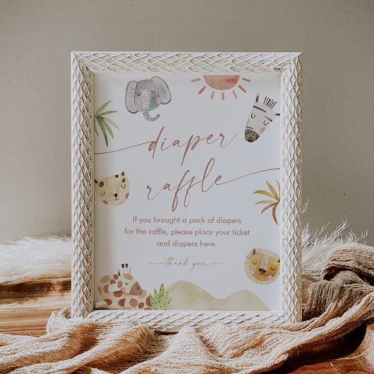 SAFARI Diaper Raffle Baby Duschgel Spielzeichen Poster