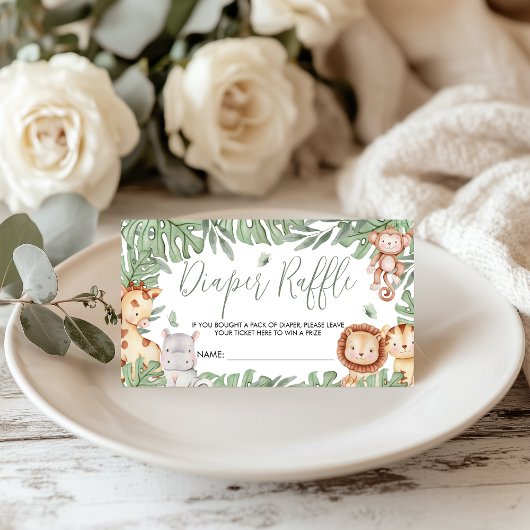 Safari Diaper Raffle Card Begleitkarte