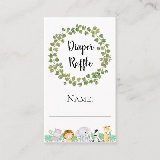 Safari Diaper Raffle Name Ticket Begleitkarte (Vorderseite)