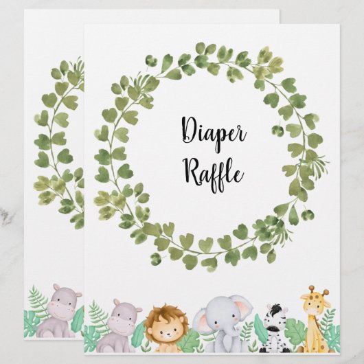 Safari Diaper Raffle Poster (Vorne/Hinten)