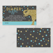 Safari Diaper Raffle Ticket, Aqua, Imitats Glitzer Begleitkarte (Vorne/Hinten)