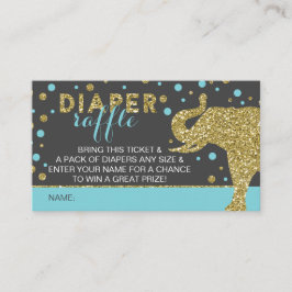 Safari Diaper Raffle Ticket, Aqua, Imitats Glitzer Begleitkarte