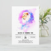 Safari Digital Lion Birthday Einladung (Stehend Vorderseite)