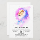 Safari Digital Lion Birthday Einladung (Vorne/Hinten)