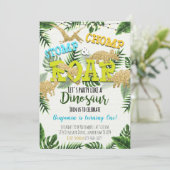 Safari Dinosaur Boy Birthday Einladung (Stehend Vorderseite)