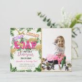 Safari Dinosaur zum Geburtstag Einladung mit Foto (Stehend Vorderseite)