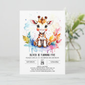 Safari Dreams Niedliche Giraffe Geburtstag Einladung (Stehend Vorderseite)