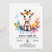 Safari Dreams Niedliche Giraffe Geburtstag Einladung (Vorne/Hinten)