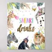 Safari Drinks Safari Party Tiere Geburtstag Zeiche Poster (Vorne)