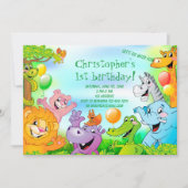 Safari Dschungel 1. Party Einladung (Vorderseite)