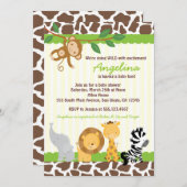 Safari-Dschungel-Affe-Babyparty-Einladungen Einladung (Vorne/Hinten)