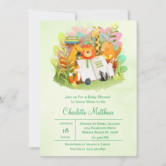 Safari Dschungel bringen Babydusche zum Kochen Einladung (Vorderseite)