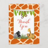 Safari-Dschungel-danken Tierthema-Party Ihnen Postkarte (Vorderseite)