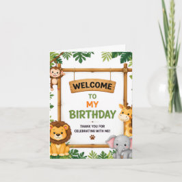 Safari-Dschungel-Geburtstag-Einladungskarte für Ki Karte