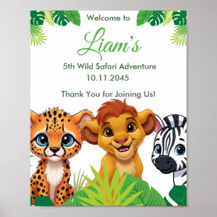 Safari-Dschungel-Geburtstags-Willkommensposter Poster