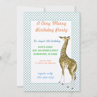 Safari-Dschungel-Kreaturen-Giraffen-Geburtstag Einladung
