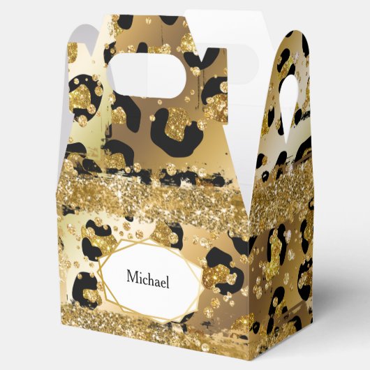 Safari Dschungel Leopard Gold Afrika Thema chic Pa Geschenkschachtel (Geöffnet)