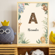 Safari Dschungel Personalisierter Name Monogramm A