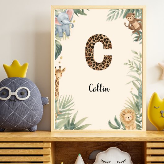 Safari-Dschungel-Personalisierter Name Monogramm C Poster