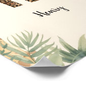 Safari Dschungel Personalisierter Name Monogramm H Poster (Ecke)