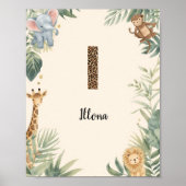 Safari Dschungel Personalisierter Name Monogramm I Poster (Vorne)