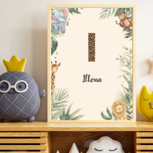 Safari Dschungel Personalisierter Name Monogramm I Poster
