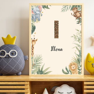 Safari Dschungel Personalisierter Name Monogramm I Poster