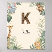 Safari-Dschungel-Personalisierter Name Monogramm K Poster (Vorne)