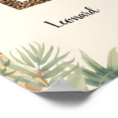 Safari-Dschungel-Personalisierter Name Monogramm L Poster (Ecke)