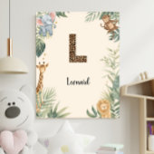 Safari-Dschungel-Personalisierter Name Monogramm L Poster