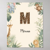 Safari-Dschungel-Personalisierter Name Monogramm M Poster (Vorne)