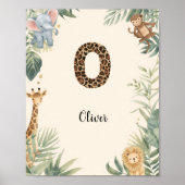 Safari Dschungel Personalisierter Name Monogramm O Poster (Vorne)